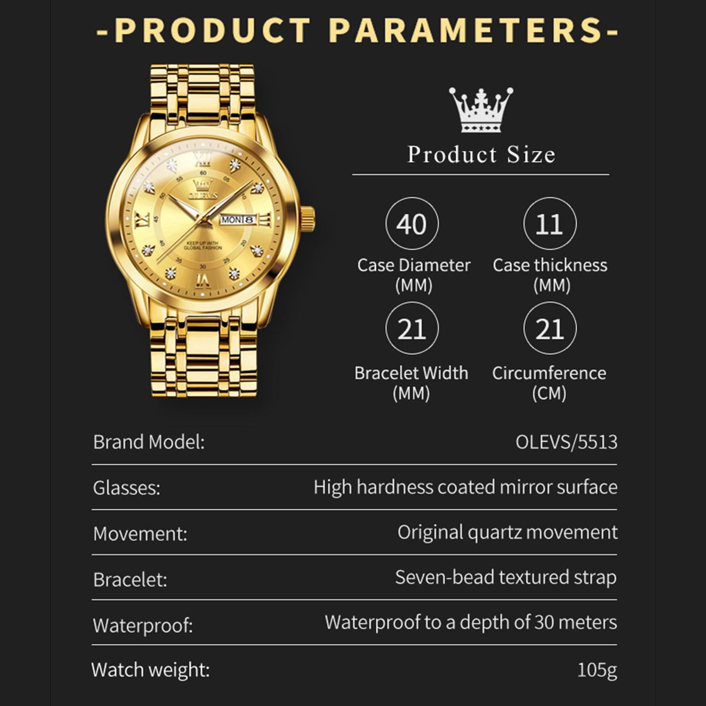 Gold Stainless Watch