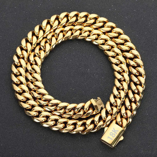 Stainless Steel Gold Cuban Chain